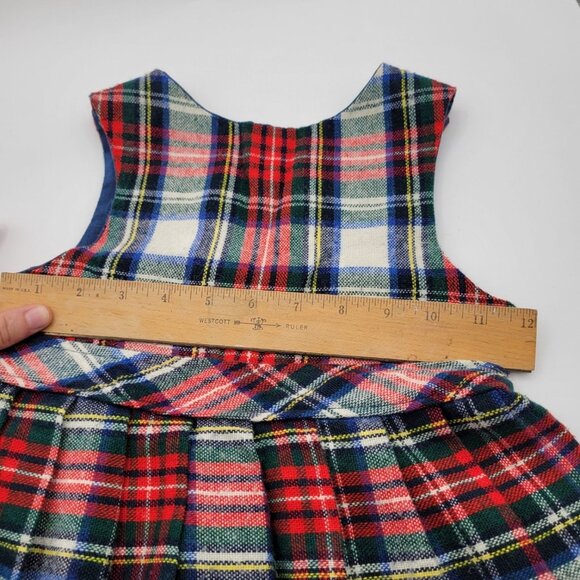 Fawn Tog Vintage Girls 3T  Tartan Plaid Jumper Dress Pleated Skirt Button Straps - Picture 7 of 12